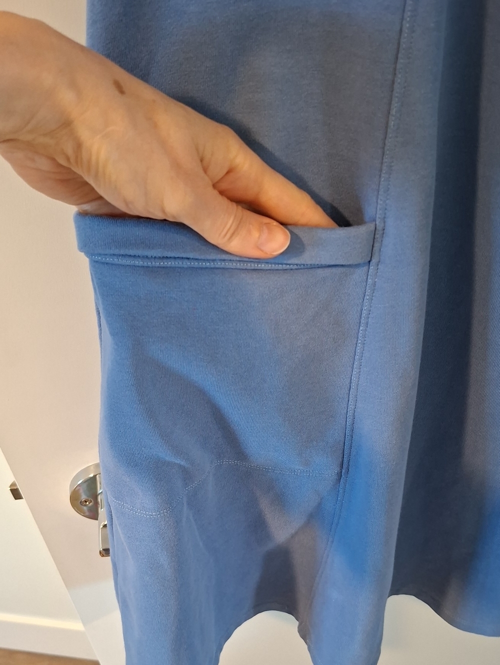 Echo Verde Cornflower Blue Eco French Terry Swing Dress w/ Pockets (Size L) - Picture 4 of 5